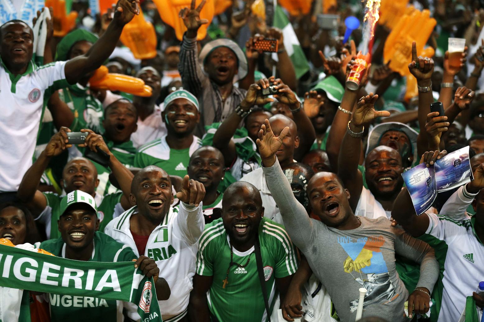 Nigeria fans celebrate in the stands ...new controversies